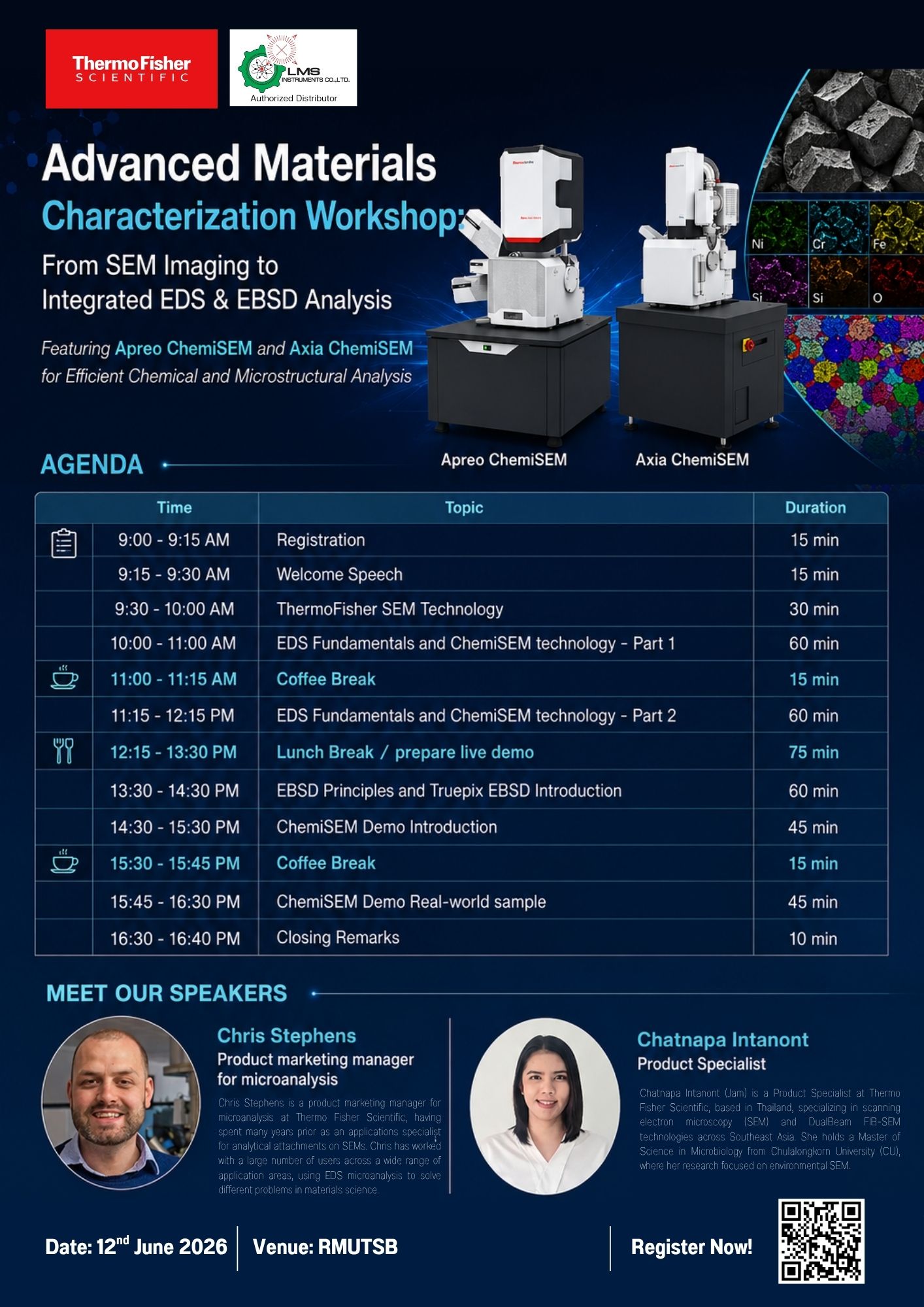 Advanced Materials Characterization Workshop: From SEM Imaging to Integrated EDS & EBSD Analysis at RMUTSB